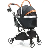 Fudajo 2in1 Hundebuggy zusammenklappbar in schwarz, Hundewagen aus Aluminium mit abnehmbarer Hundetragetasche, für kleine bis mittlere Hunde und Katzen