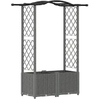 vidaXL Hochbeet mit Rankgitter und Dach Hellgrau 125 x 40 x 138 cm PP