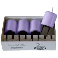 Kopschitz Kerzen 4er Set Adventskerzen mit Safety Clip und Kerzenstecker (Haltekrallen) Lavendel Lia 6 x ? 5 cm