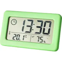 Mc star Mini Digitaluhr Temperatur Luft feuchtigkeit tragbare Tisch uhr Thermometer Hygrometer 12/24h batterie betriebene LED-Uhr, grün