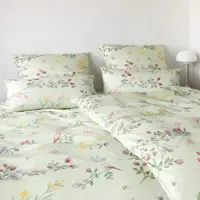 Elegante Seiden Satin Bettwäsche Songbird pistaziengrün 140x220 cm + 70x90 cm - grün