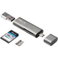 PNY Technologies PNY R-TC-UA-3N1E01-RB, MicroSD (TransFlash), MicroSDHC, MicroSDXC, SD, SDHC, SDXC, Metallisch, Reach, USB 3.2 Gen 1 (3.1 Gen 1) Type-C, USB, Windows 10,Windows 7,Windows 8