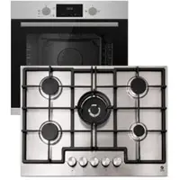 Gasline GaslineGB850-FIX Einbau Gasherdset Autark mit Einbaubackofen Gasherd Umluft 69 Liter mit Gaskochfeld 75cm Edelstahl mit 5 Brennern