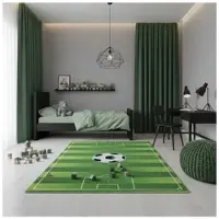 KADIMA DESIGN KINDERTEPPICH TRAUN, mit Fußballfeld-Motiv, Grün, 160 x 230 cm