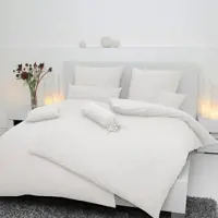 Janine Uni Jersey Bettwäsche weiß 5007-10 Bettbezug einzeln 155x220 cm - weiß