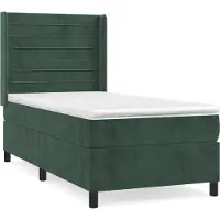 vidaXL Boxspringbett mit Matratze Dunkelgrün 90x200 cm Samt