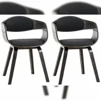DELUKE 2er Set Stühle LONDON Stoff 73x49x46cm Grau/Dunkelgrau Stoff Holz Gestell Konferenzstuhl Wartezimmerstuhl