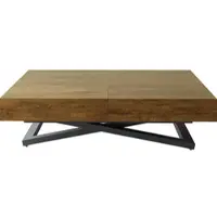WFL GROUP COUCHTISCH Cavetta U höhenverstellbar ausziehbar, Lefkas Eiche 120-200/80/27-76 cm