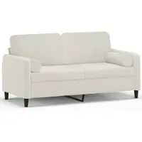 vidaXL 2-Sitzer-Sofa mit Zierkissen Creme 140 cm Samt