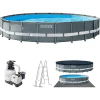 Intex 26334GN Frame Pool Set Ultra XTR (610x122cm) inkl. Filterpumpe Abdeckplane Leiter Bodenplane