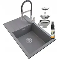 Granitan - Granitspüle - Küchenspüle - 80x50 cm - Grau - Spülbecken - LOUIS
