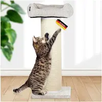 Markenlos XXL Kratzbaum Frieda – Kratztonne XXL | Austauschbare Kratzmatten stabil | Extra breite Säule | Waschbarer Cord-Bezug | Kratzbaum für große, mittlere und kleine Katzen | Cord (beige, Gr. 1)