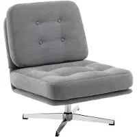 HOMCOM Sessel Drehbarer Loungesessel mit Chenille-Optik Schneidersitz Hellgrau