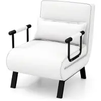 Markenlos 4-in-1 Schlafsessel mit Bettfunktion, klappbares Schlafsofa mit verstellbarer Rückenlehne und abnehmbarem Kissen, Klappsessel, Klappbett, Sofabett mit Metallrahmen bis 150 kg belastbar (Weiß)