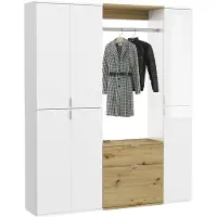 Ebuy24 Garderobenset Projekt X - Weiß Hochglanz / Artisan Eiche