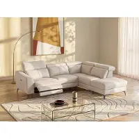 Vente-unique FORLO, Ecksofa, Wohnzimmer, Cremefarben, 5 Sitz(e), Cremefarben, 600 kg