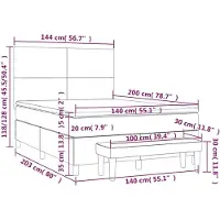 vidaXL Boxspringbett mit Matratze Dunkelblau 140x200 cm Samt