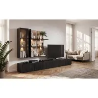ASM-Moebel Anbauwand Wohnwand Schrankwand SOUL mit Push-Click und Led Beleuchtung