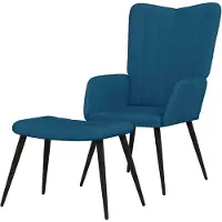 Markenlos Relaxsessel mit Hocker in Blau aus Samt