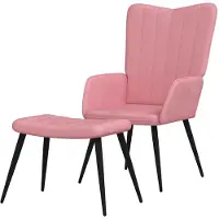 Markenlos Relaxsessel mit Hocker in Rosa Samt