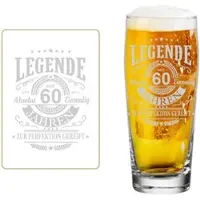 Luxentu Bierglas "Willi Becher Bierglas mit Gravur Legende seit 60 Jahren 0,5 l transparent"