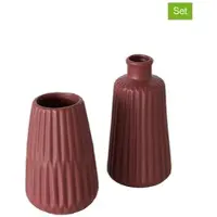 Boltze 2er-Set: Vasen "Esko" in Bordeaux - (H)18 cm | Gr.: onesize