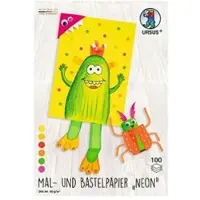 Ursus Buntpapier 177-46-99 Neon, matt, A4, 6 Farben sortiert, 80 g/m2, ungummiert, 100 Blatt