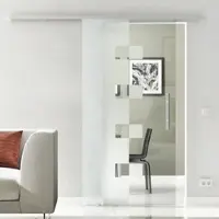 Levidor Glasschiebetür Komplettset 102,5 x 217,5 cm Wolfsburg Aluminium mit Stangengriff