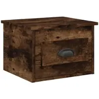 Décoshop26 - Wandmontierter Nachttisch mit Schublade 41,5 x 36 x 28 cm braunes Holzwerkstoff DEC034257