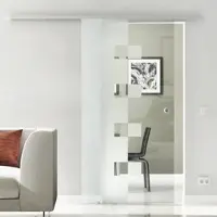 Levidor Glasschiebetür Komplettset 65 x 217,5 cm Wolfsburg Aluminium mit Griffmuschel und SoftClose