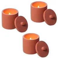 MARELIDA LED Kerzen im Topf mit Deckel Betonoptik H: 10cm in terracotta | Gr.: onesize