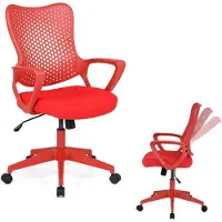 KOMFOTTEU Bürostuhl, drehbar, Gaming-Sessel, höhenverstellbar, mit atmungsaktiver Oberfläche & neigbarer Rückenlehne, ergonomischer Stuhl für Lesen, Arbeit, Büro, Schlafzimmer, Belastung 150 kg (rot)