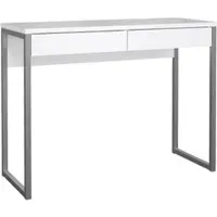 Wellhome - Schreibtisch mit 2 Schubladen in der Farbe Hochglanz-Weiß 102 x 40 x 77 cm - Eria Gloss White