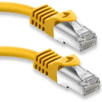 GOOD CONNECTIONS RJ45 Patchkabel mit Cat. 7 Rohkabel und Rastnasenschutz (RNS), S/FTP, PiMF, 500MHz, gelb, 15m,