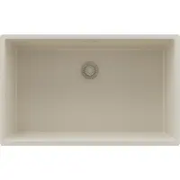 PrimaGran Spülbecken Beige 76x47cm, Granitspüle 1 Becken + Ablauf-Set, Küchenspüle ab 80er Unterschrank - London Slim