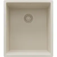 PrimaGran Unterbauspüle Granit Beige 41x47cm, Spülbecken 1 Becken + Ablauf-Set, Granitspüle ab 45er Unterschrank - London