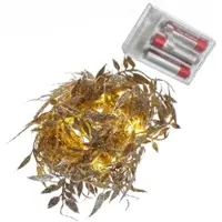MARELIDA LED Drahtlichterkette Blätter mit Glitzer - 30 warmweiße LED - L: 150cm - Timer - Batterie - gold