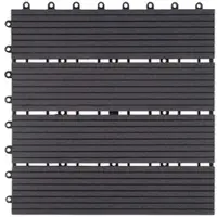 Proregal BERLINLODGE WPC Bodenfliese 11x Je BxT 30x30cm Holzoptik Balkon Terrasse Premium Anthrazit Linear