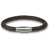 Amello Armband geflochtenes Rindsleder, Edelstahl ca. 20,5cm ca. 7mm (Leder) | Gr.: onesize