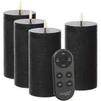 Uyuni 4er Set LED Kerzen PIA Rustik-Optik H: 15cm mit Batterien und Fernb in schwarz | Gr.: onesize