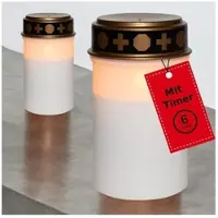 Novaliv 2 Stück Grablichter LED ohne Batterie und Timer 6/18 Grablicht in Weiß | Gr.: onesize
