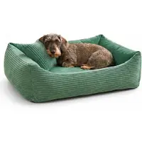 4L Textil MOLLY Kuscheliges Cord Hundebett kleine Hunde Hundekorb Cord Hundekissen flauschig Hundekörbchen Cord (60x40 cm, Grün)