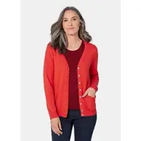 Goldner Uni Merino-Cardigan Langarm in rot | Gr.: 52