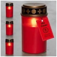 Novaliv LED Grablicht mit Batterie und Timer 6/18 rot 4x Dauerbrenner in Rot | Gr.: onesize