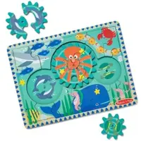 Melissa & Doug Puzzle aus Holz Unterwasser 18 tlg. mit drehenden Zahnrädern | Gr.: onesize
