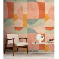 Living Walls Fototapete "THE WALL III Formen Tapete Motivtapete Grafik Kunst" matt glatt Vliestapete Betonwand für Schlafzimmer Küche Wohnzimmer Formen Design
