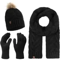 Rock Creek Schal Mütze Handschuhe Set in Schwarz | Gr.: onesize