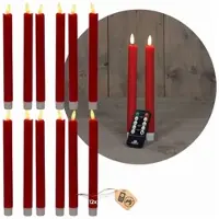 Novaliv Stabkerzen LED mit Timer ROT 12 Stück indoor - 6 Stunden - ECHTWACHS 1 in Rot | Gr.: onesize