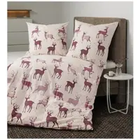Janine Design Feinbiber-Bettwäsche-Garnitur DAVOS 65180 Farbe beige bordeauxrot Größe 200x200x2x80x80