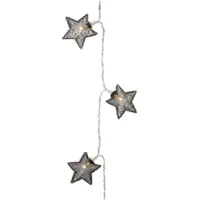 MARELIDA LED Lichterkette Sterne - Metall - 10 warmweiße LED - Batteriebetrieb - L: 0,9m - schwarz